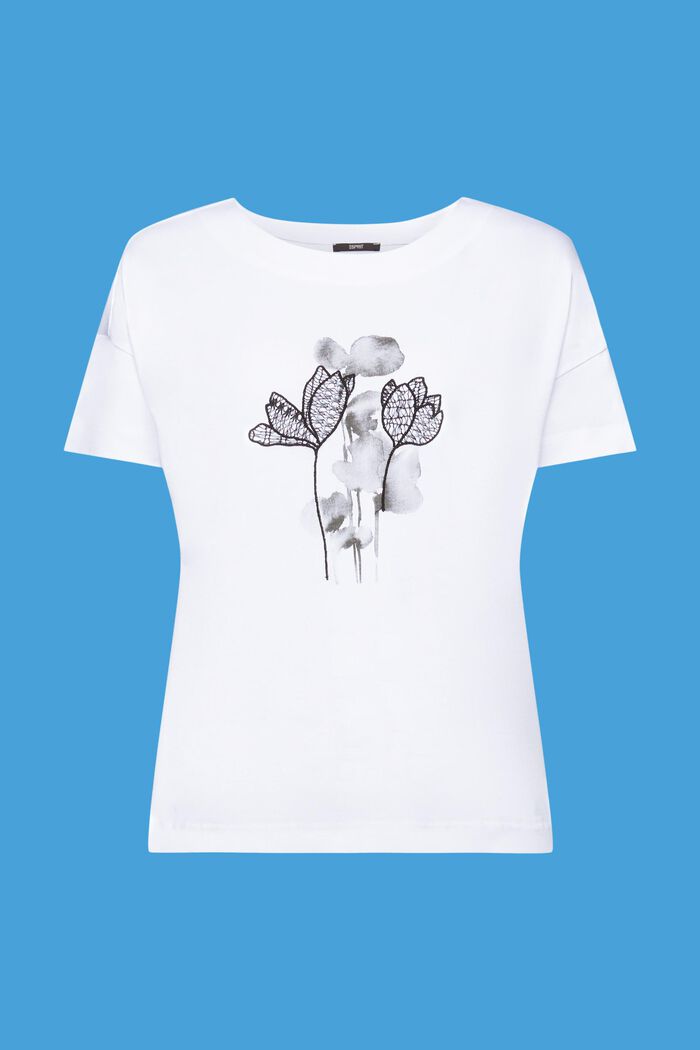 T-shirt brodé,TENCEL™, WHITE, detail image number 6
