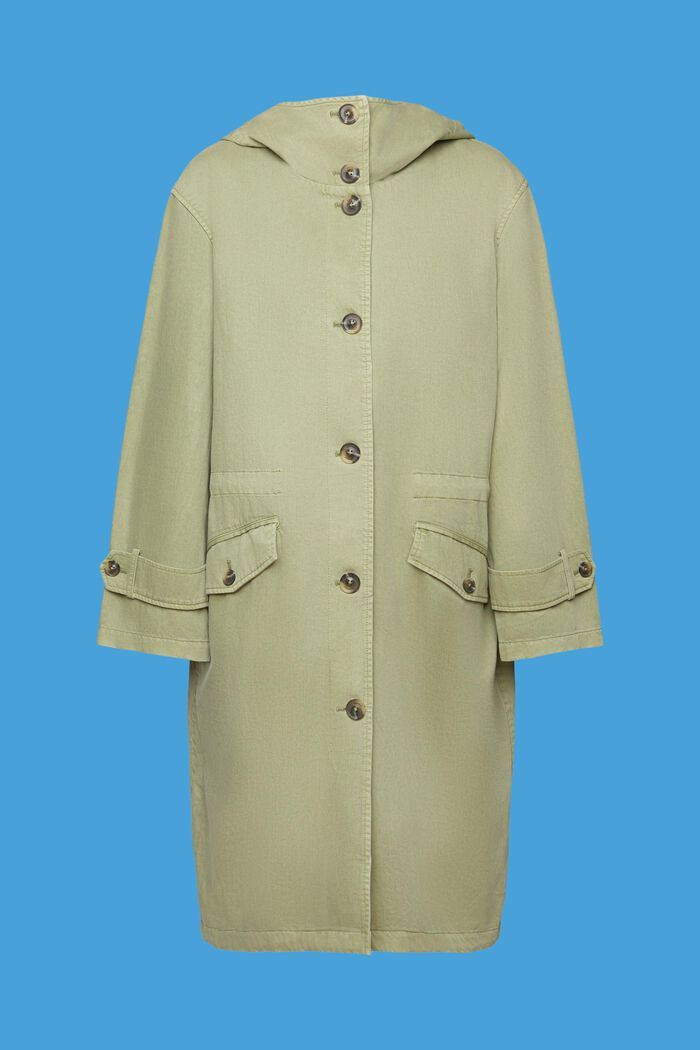 Manteau à capuche doté d’un cordon coulissant sous tunnel à hauteur de taille, LIGHT KHAKI, detail image number 7