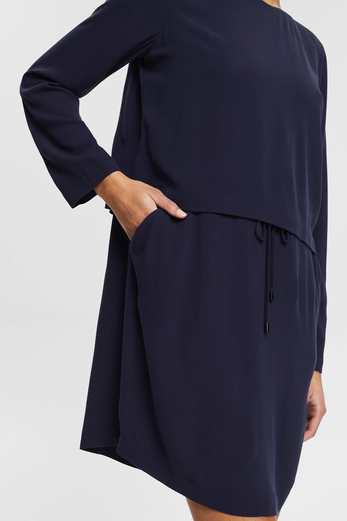 Kleid mit Kordelzug, LENZING™ ECOVERO™, NAVY, detail image number 3