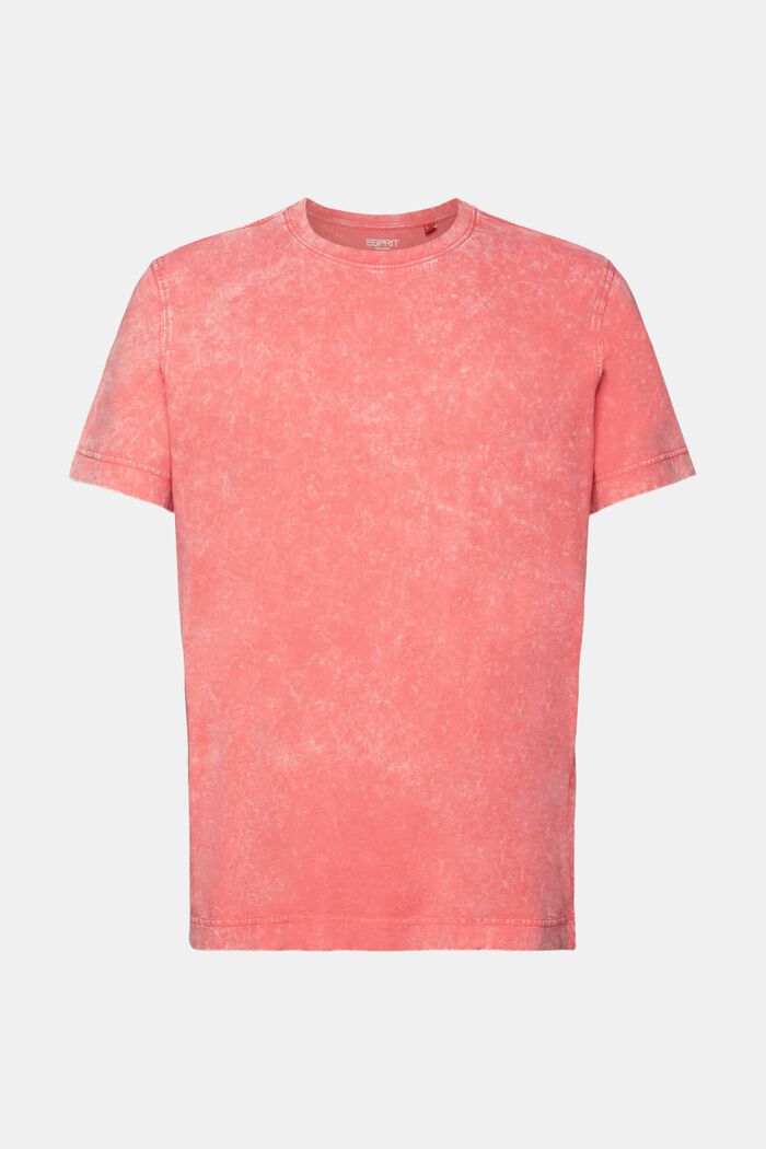 T-shirt à effet délavé Stone washed, 100 % coton, CORAL RED, detail image number 6