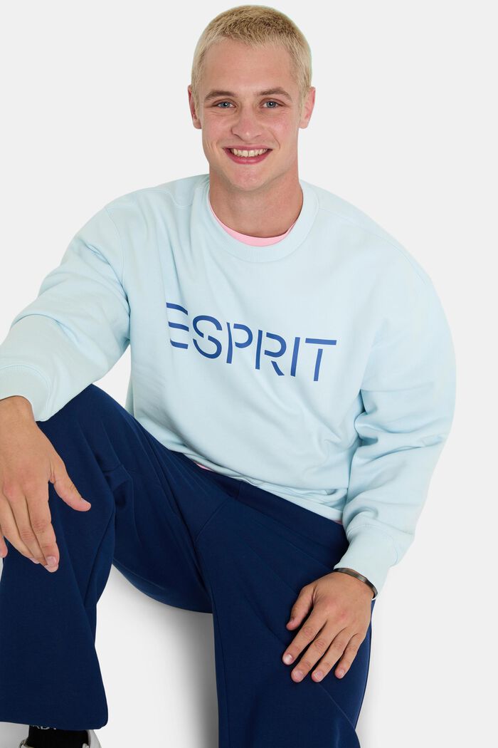 Sweat-shirt unisexe en maille polaire de coton orné d’un logo, PASTEL BLUE, detail image number 2