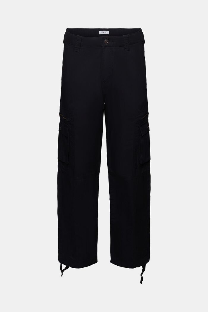 Pantalon cargo de coupe droite en twill, BLACK, detail image number 6