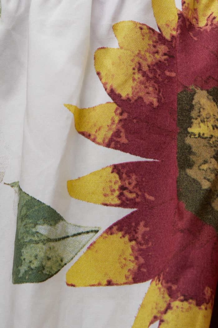 Gemustertes Off-Shoulder-Minikleid aus Popeline, WHITE, detail image number 4
