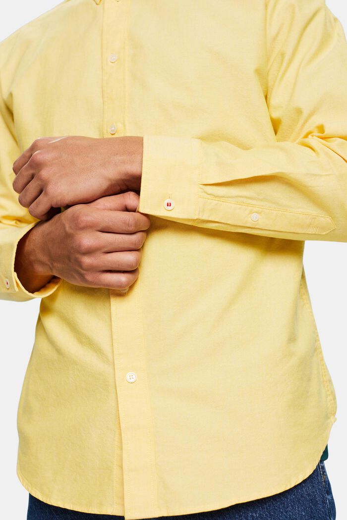 Oxford-Hemd aus Baumwolle, YELLOW, detail image number 3