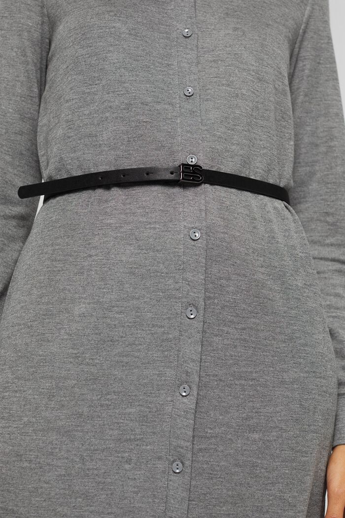 Robe chemise en jersey à ceinture, MEDIUM GREY, detail image number 3