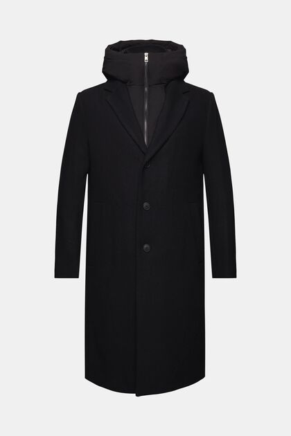 Mantel mit abnehmbarer Kapuze aus Wollmix