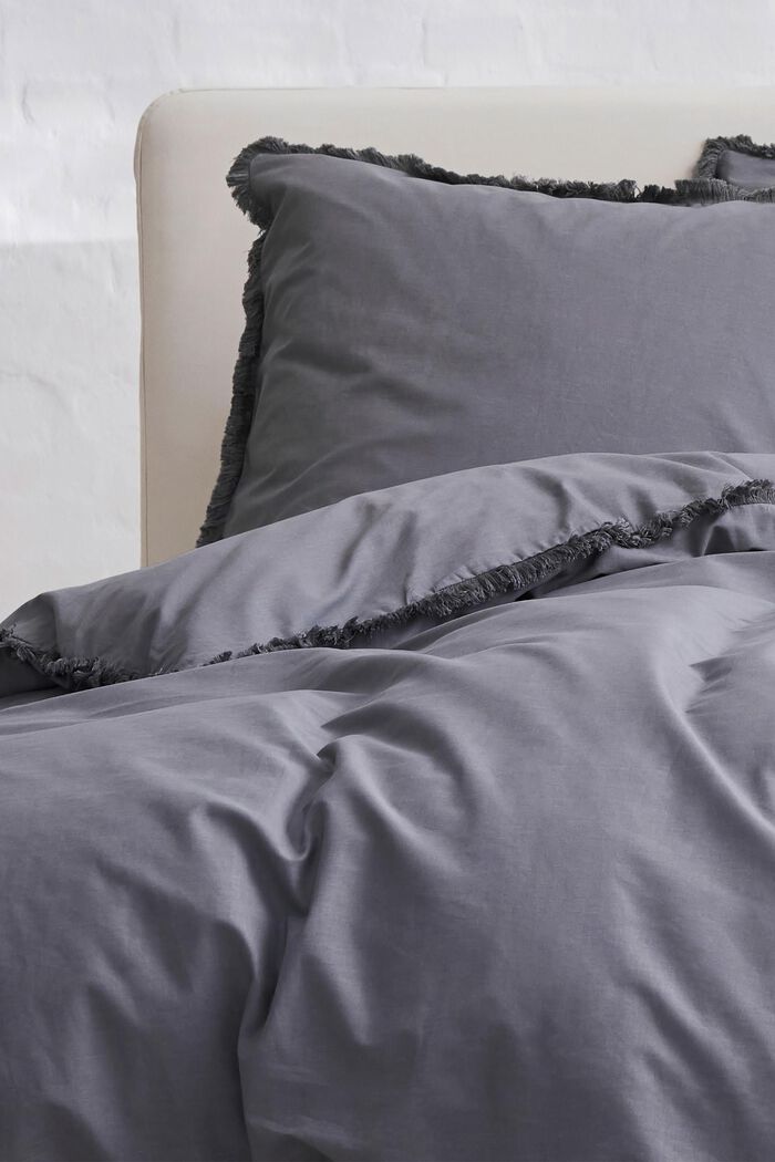 Linge de lit en tissu renforcé à franges, 100 % coton, ANTHRACITE, detail image number 1