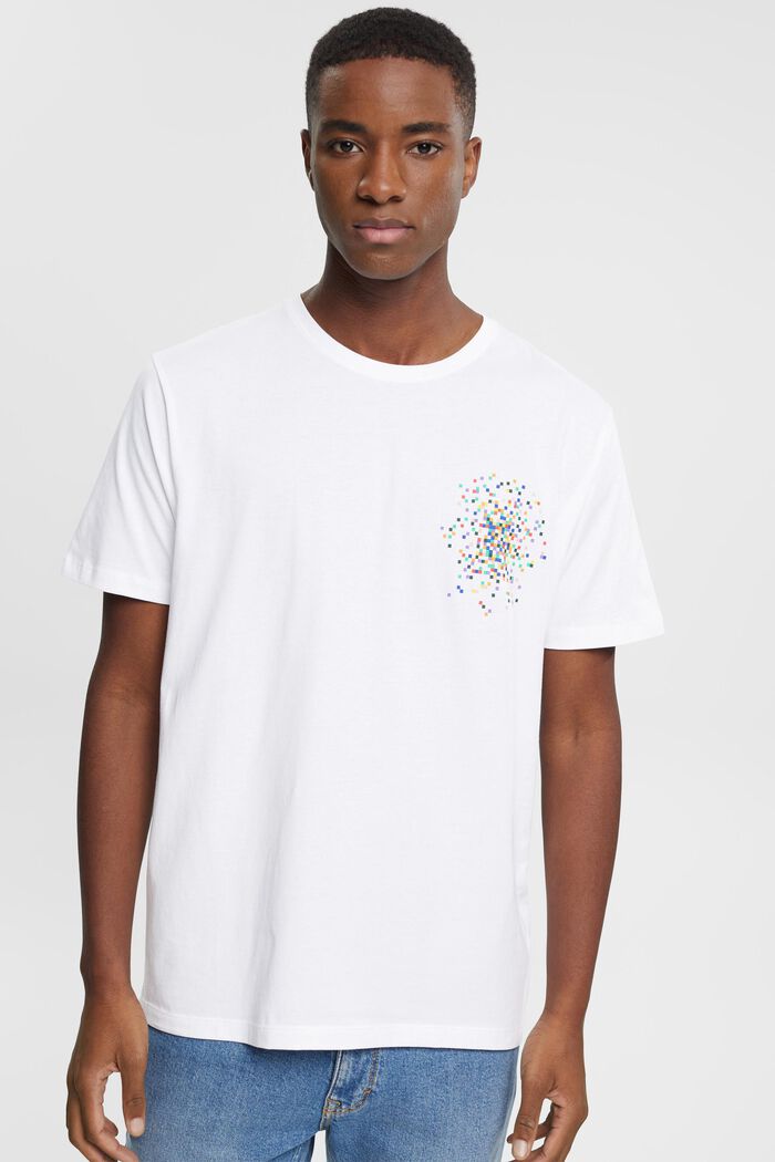 T-Shirt mit Print auf Brusthöhe, WHITE, detail image number 0