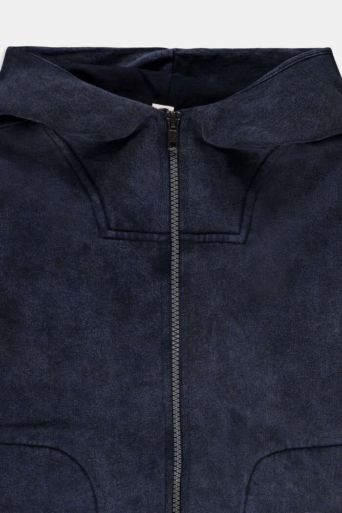 Zipper-Hoodie im Washed-Look, 100% Baumwolle, BLUE DARK WASHED, detail image number 2