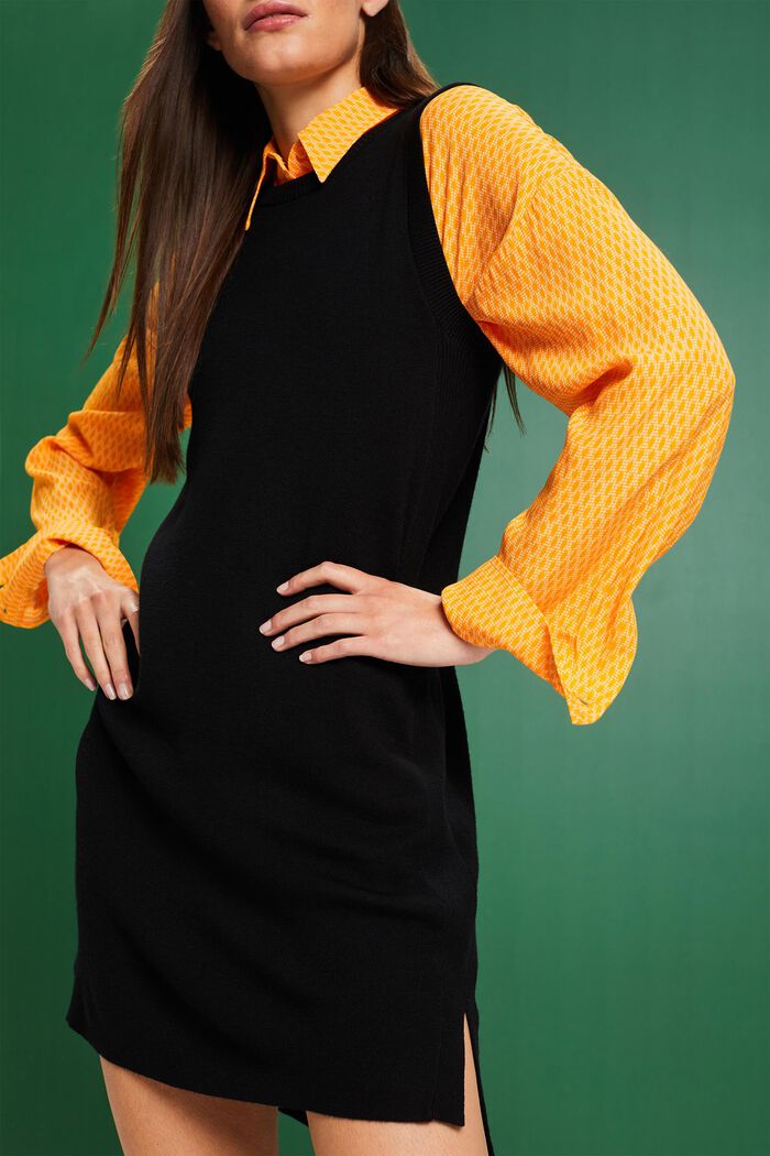 Mini-robe sans manches en laine mélangée, BLACK, detail image number 1