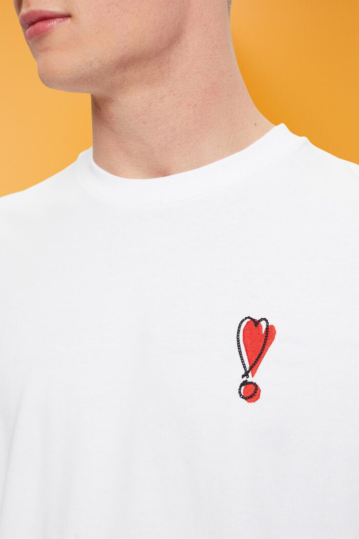 T-shirt en coton durable à motif cœur, WHITE, detail image number 2