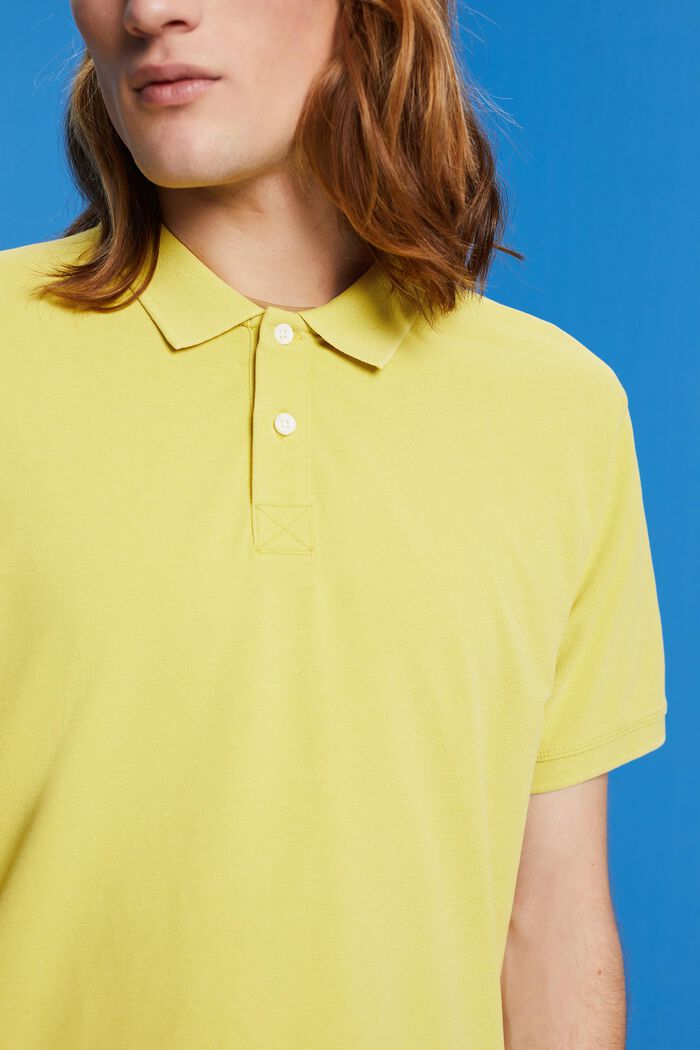 Poloshirt aus Stone-Washed-Baumwollpikee, DUSTY YELLOW, detail image number 2