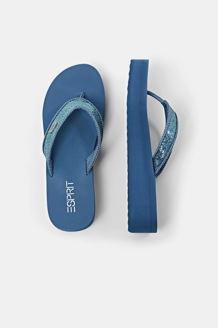 Sandales à entredoigt avec semelle plateau, BLUE, detail image number 5