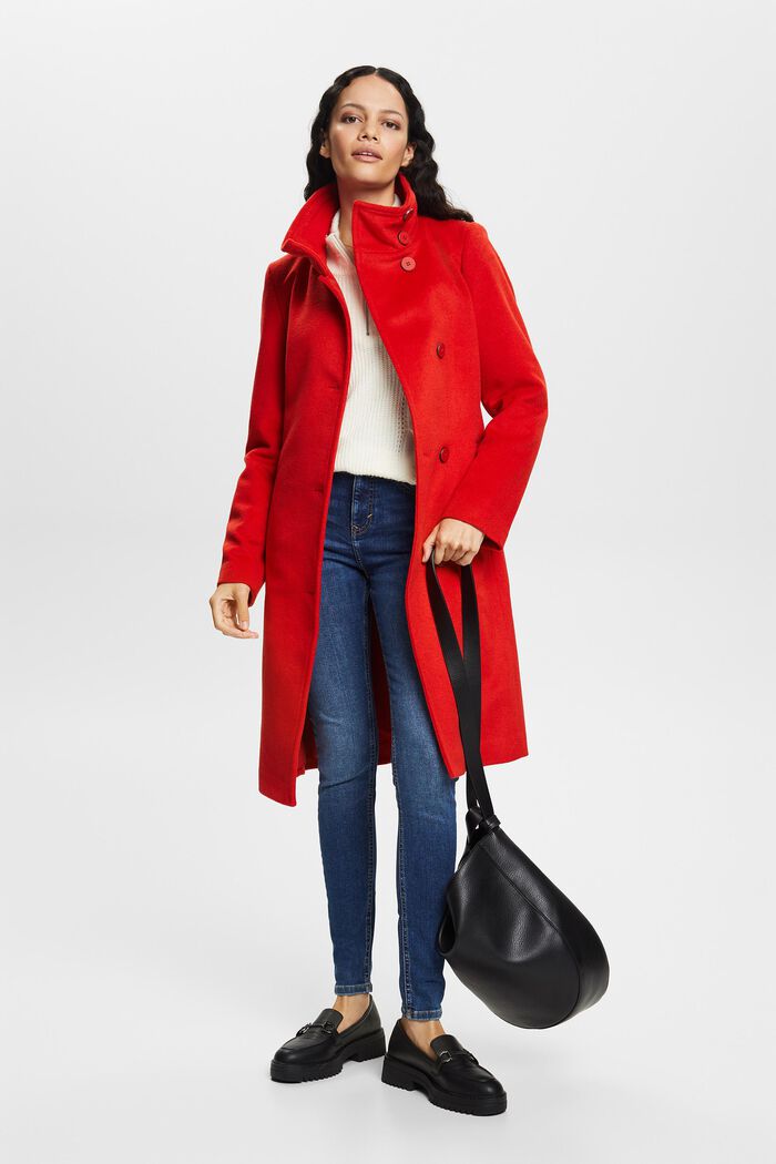 En matière recyclée : le manteau en laine mélangée à teneur en cachemire, RED, detail image number 2