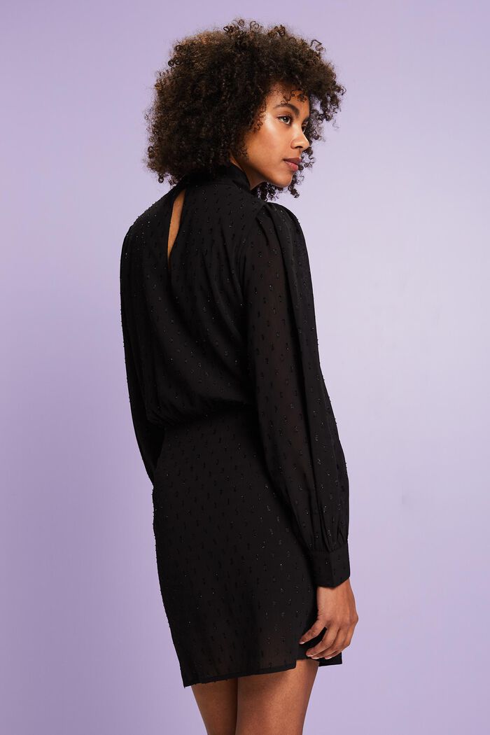 Mini-robe en mousseline et plumetis scintillant, BLACK, detail image number 3
