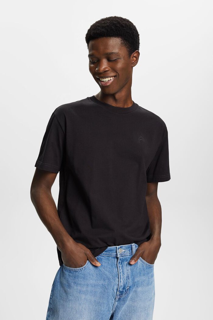 T-shirt en coton à imprimé dauphin, BLACK, detail image number 0