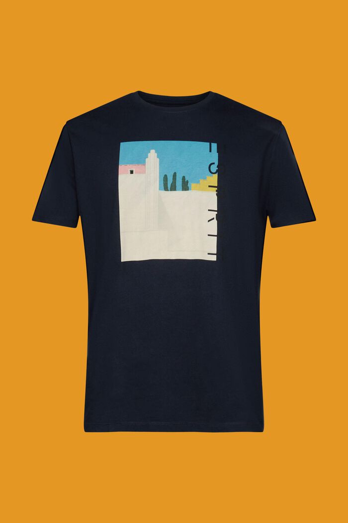 Baumwoll-T-Shirt mit Frontprint, NAVY, detail image number 5