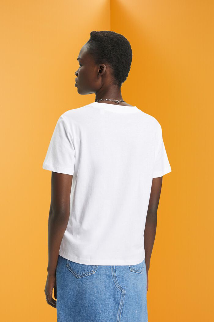 Baumwoll-T-Shirt mit Blumenprint, WHITE, detail image number 3