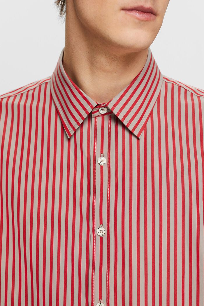 Gestreiftes Hemd aus Popeline, DARK RED, detail image number 2