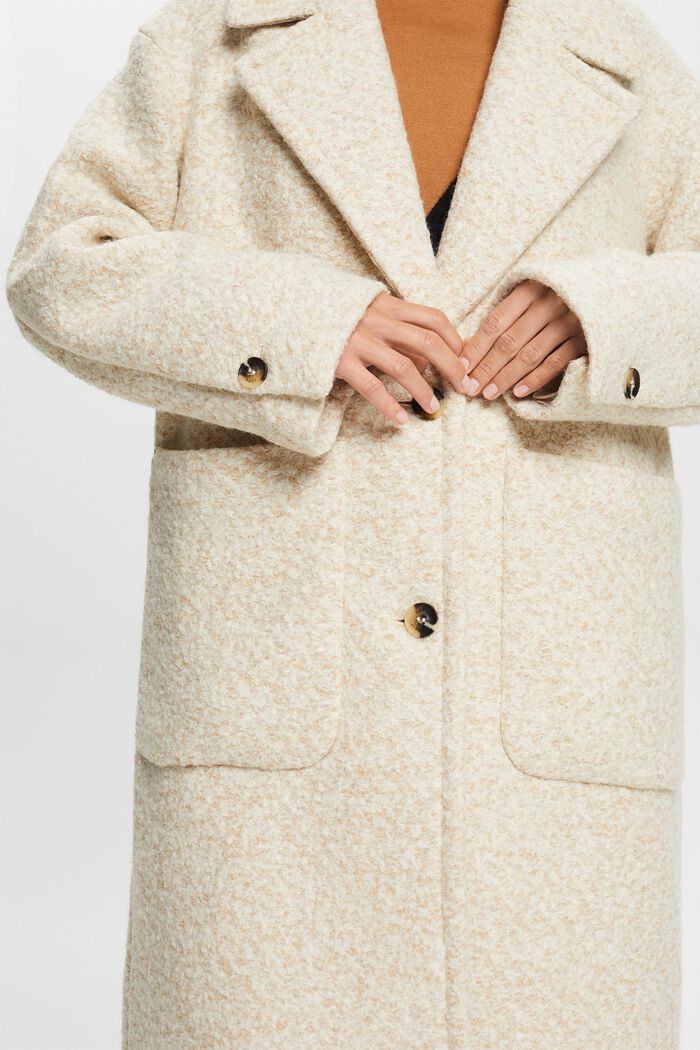 Manteau en laine bouclée mélangée, SAND, detail image number 1