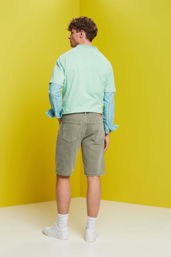Shorts aus Coloured Denim, GREEN, detail image number 3