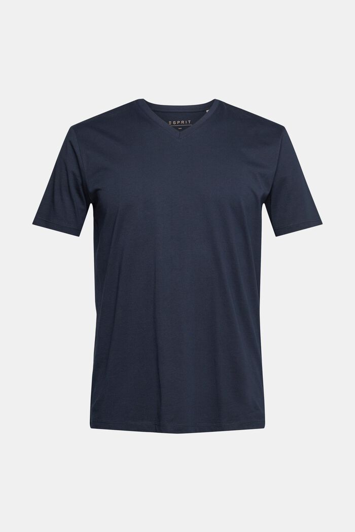 T-Shirt mit V-Ausschnitt aus nachhaltiger Baumwolle, NAVY, detail image number 2