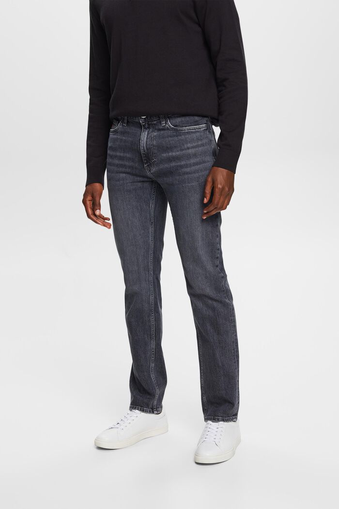 Jeans mit geradem Bein und mittlerer Bundhöhe, BLACK MEDIUM WASHED, detail image number 0