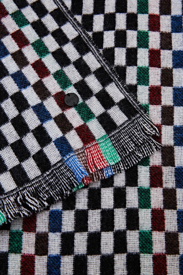 Écharpe en laine à carreaux, BLACK, detail image number 1
