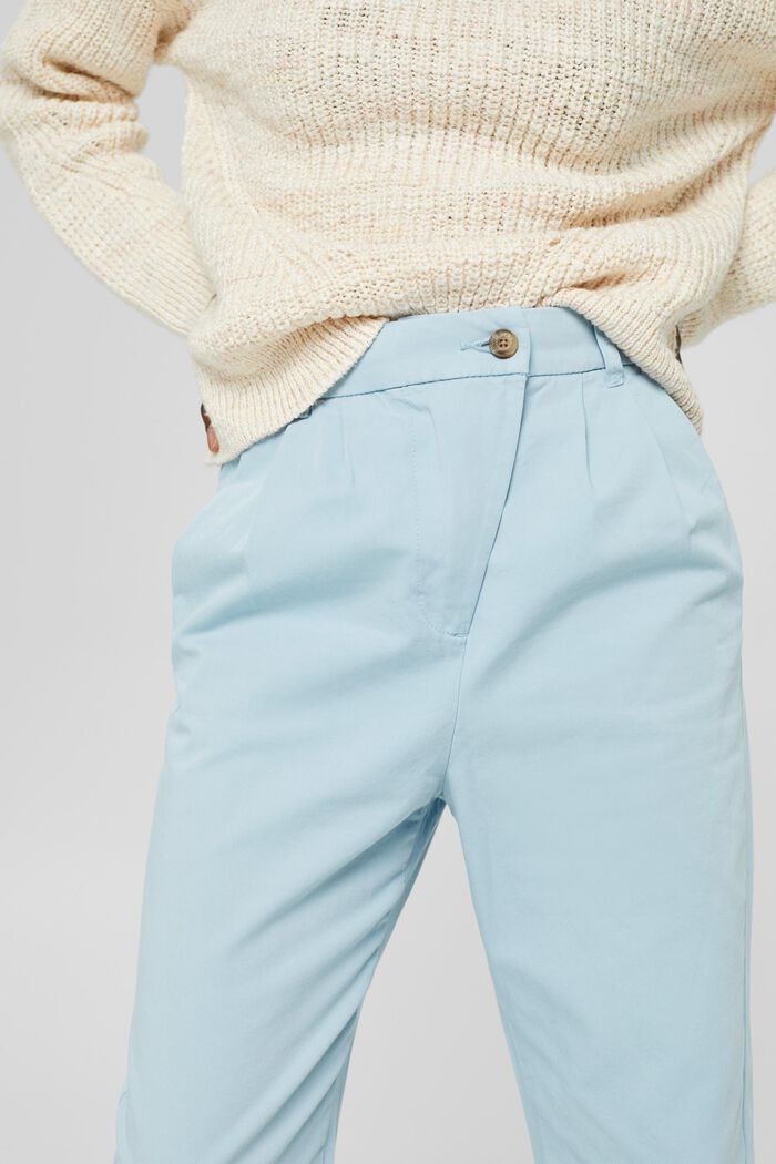 Chino taille haute, 100 % coton Pima, GREY BLUE, detail image number 0