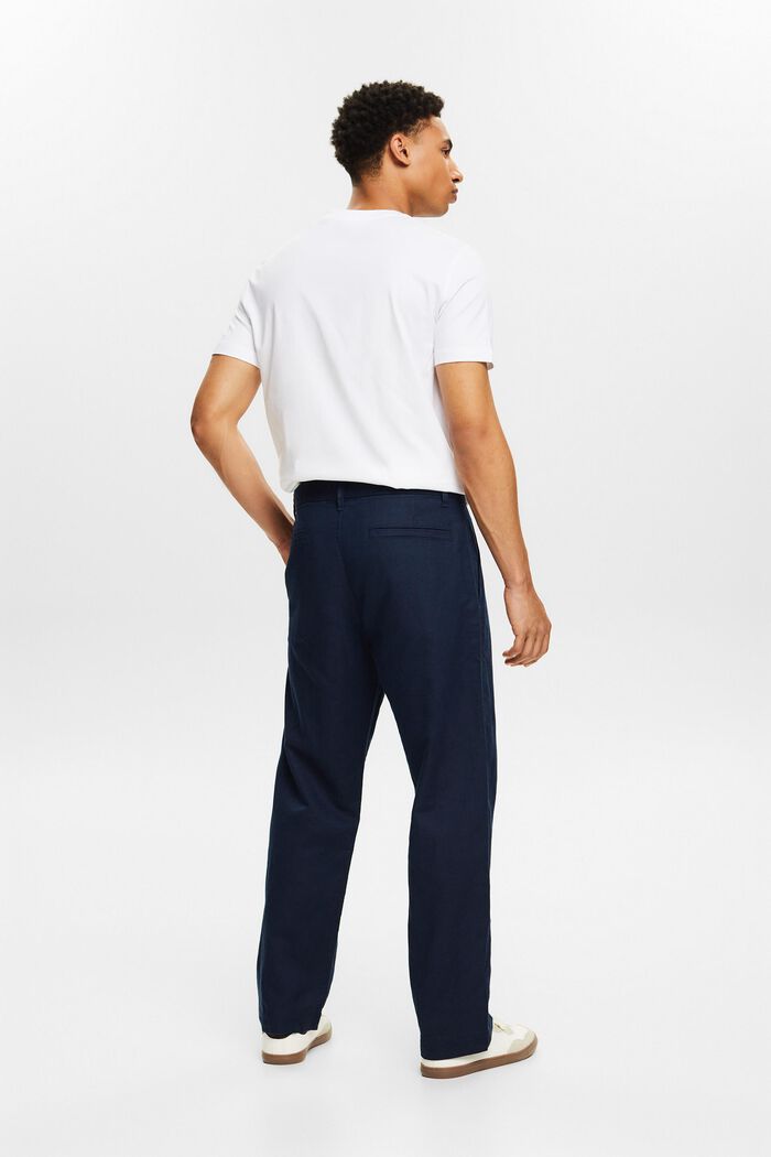 Pantalon de coupe droite en lin et coton, NAVY, detail image number 2