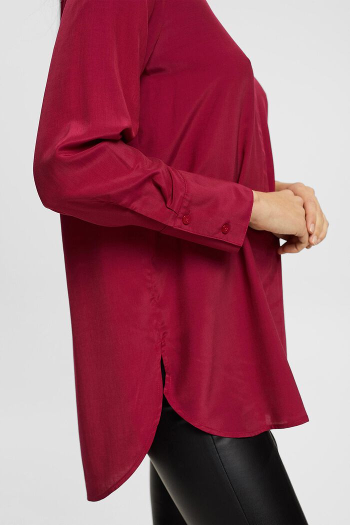 Bluse mit Stehkragen, CHERRY RED, detail image number 4