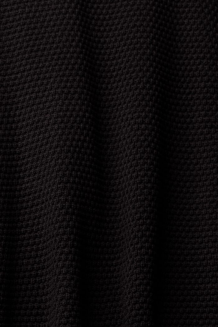 Pull-over à col montant texturé, coton mélangé, BLACK, detail image number 1