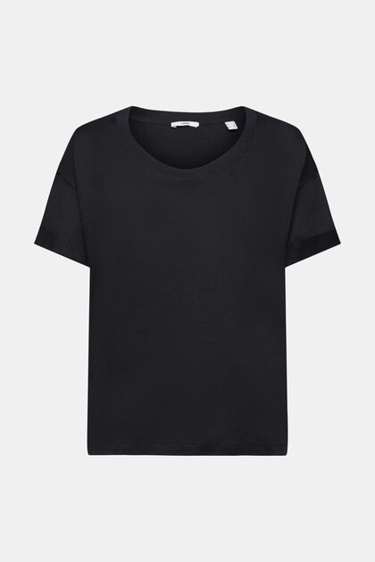 T-shirt à manches à retrousser, BLACK, overview