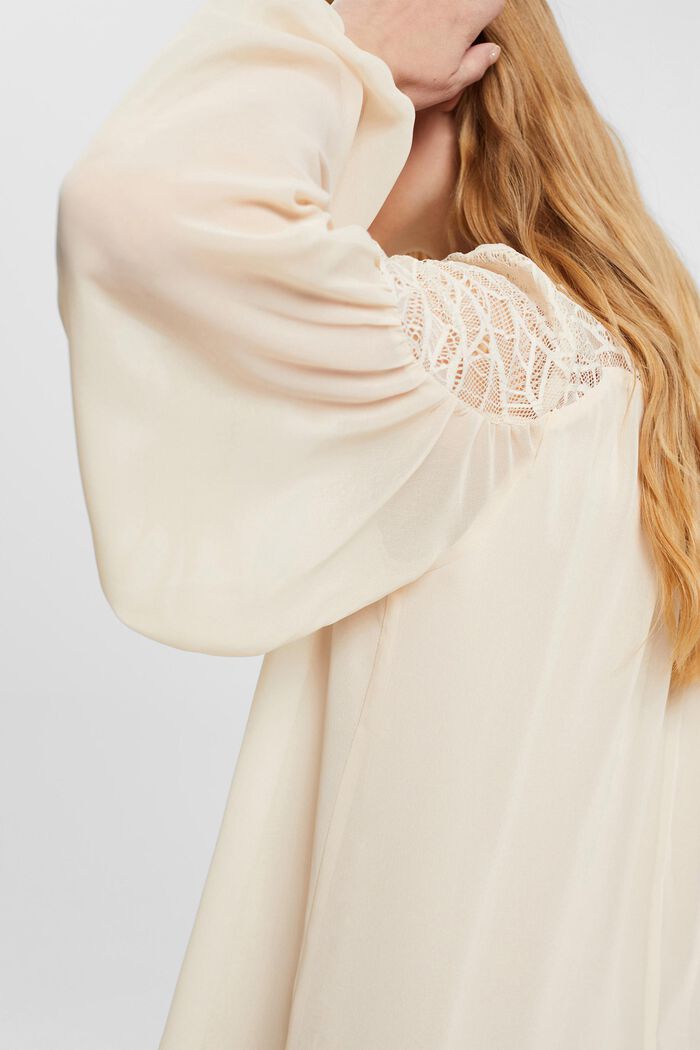 Chiffon-Bluse mit Spitze, DUSTY NUDE, detail image number 2