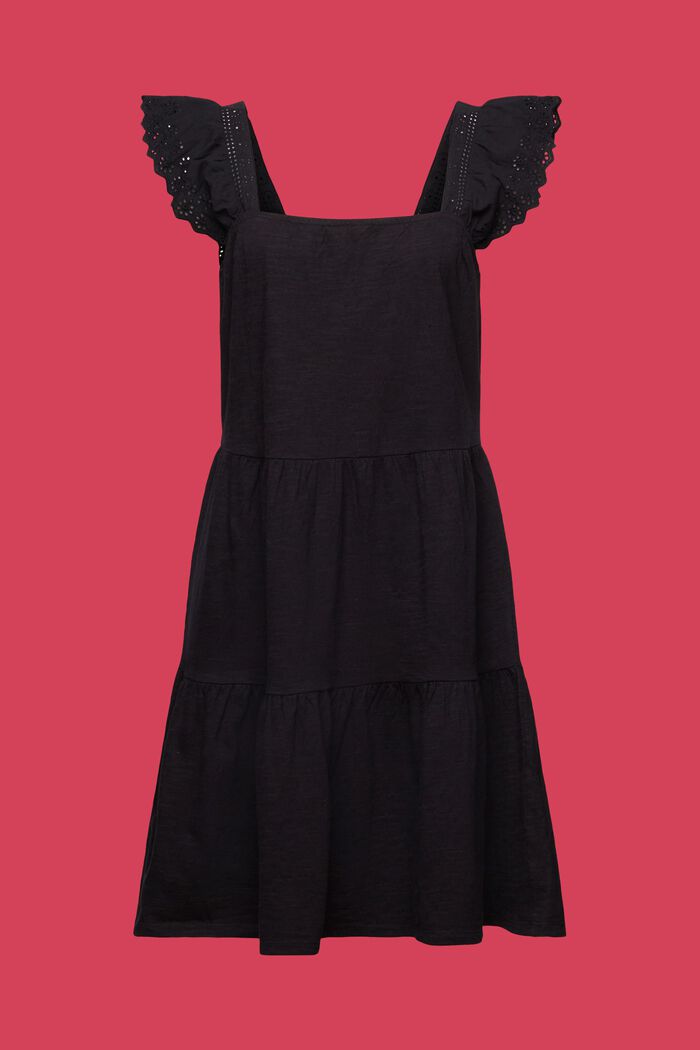 Jerseykleid mit Ärmeln aus bestickter Spitze, BLACK, detail image number 6