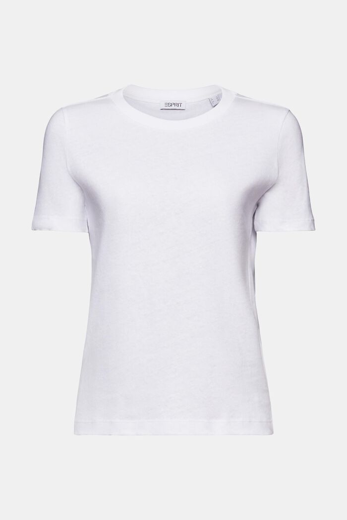 T-Shirt aus Baumwolle-Leinen-Mix, WHITE, detail image number 6