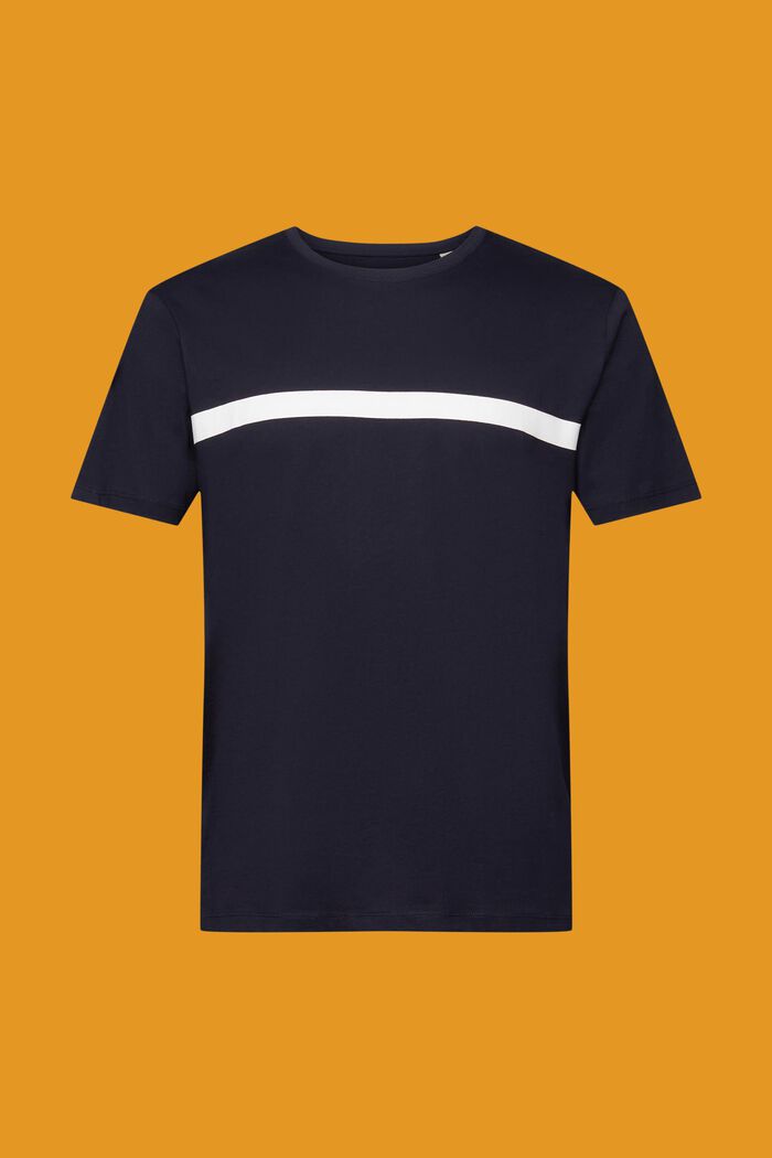 Baumwoll-T-Shirt mit Kontraststreifen, NAVY, detail image number 6