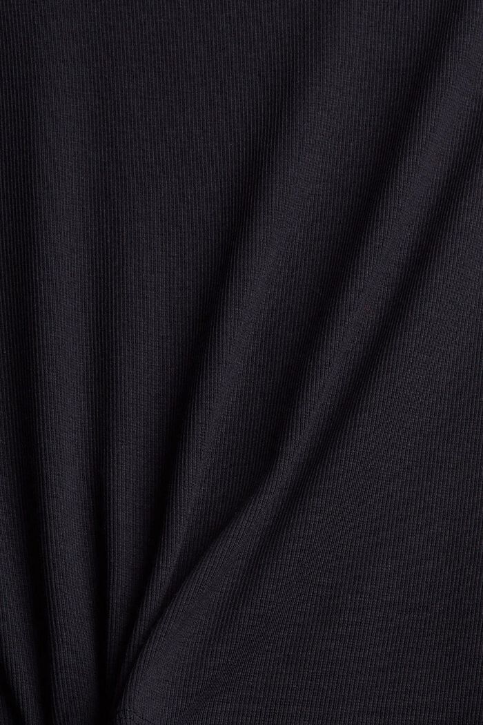 T-shirt finement côtelé, mélange de coton biologique, BLACK, detail image number 1