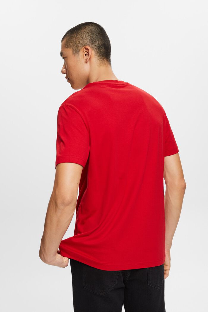 T-shirt à col rond en jersey de coton Pima, DARK RED, detail image number 3
