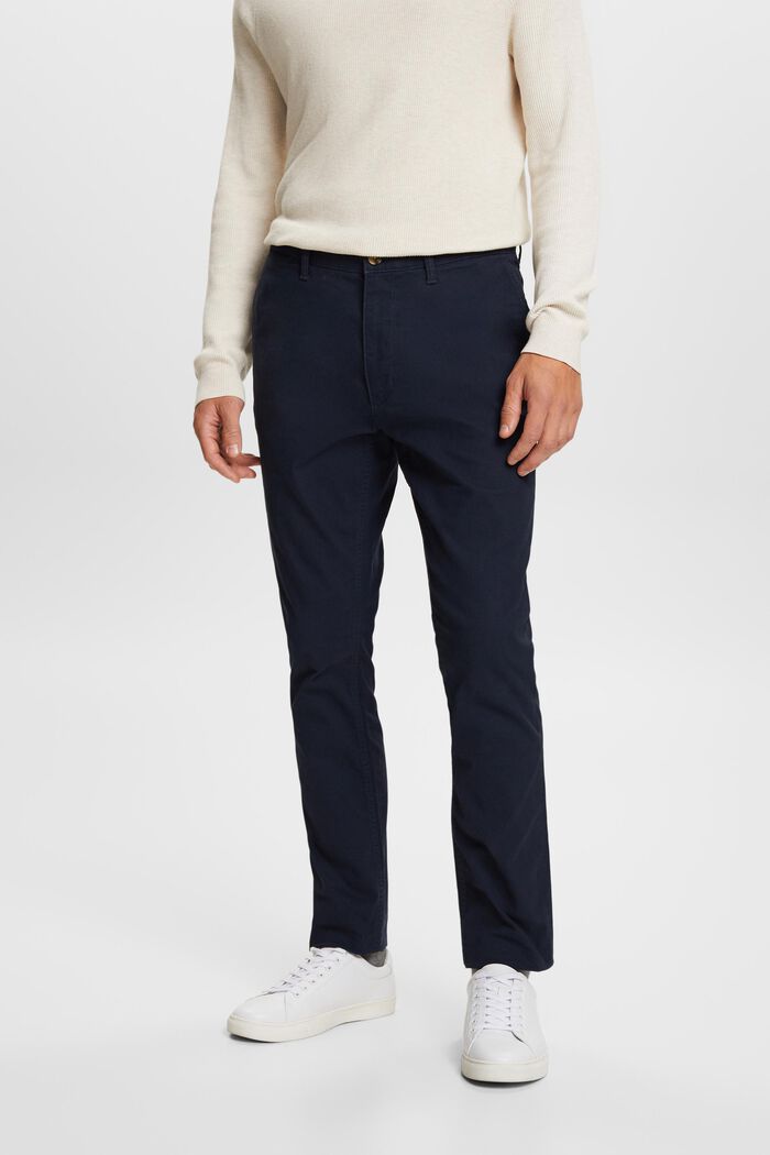Pantalon chino, coton stretch, NAVY, detail image number 0