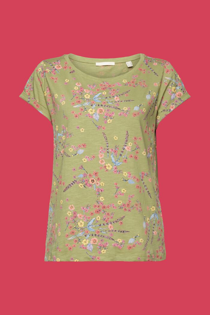 Baumwoll-T-Shirt mit floralem Print, PISTACHIO GREEN, detail image number 6