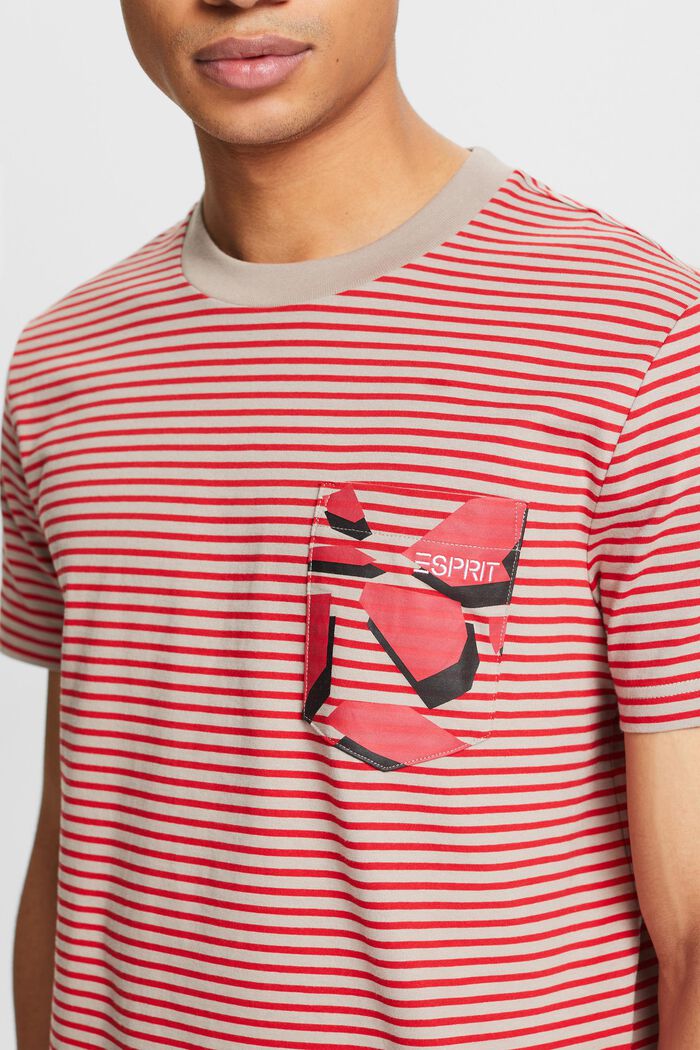 T-shirt rayé en jersey de coton, DARK RED, detail image number 3