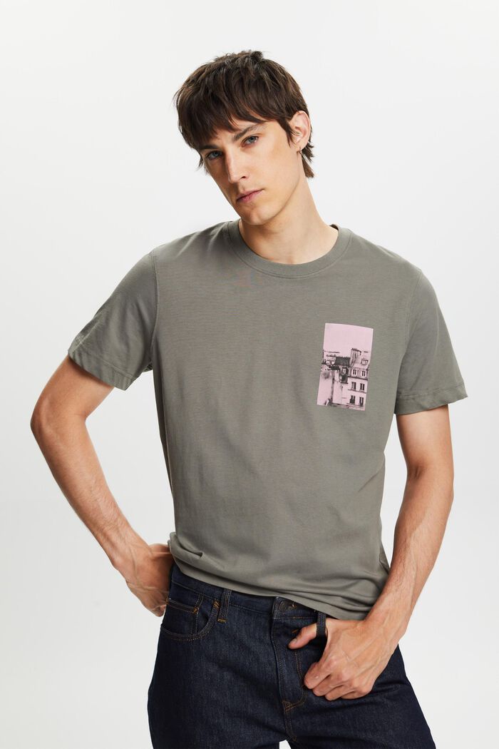 T-shirt à imprimé sur le dos et devant, GUNMETAL, detail image number 0
