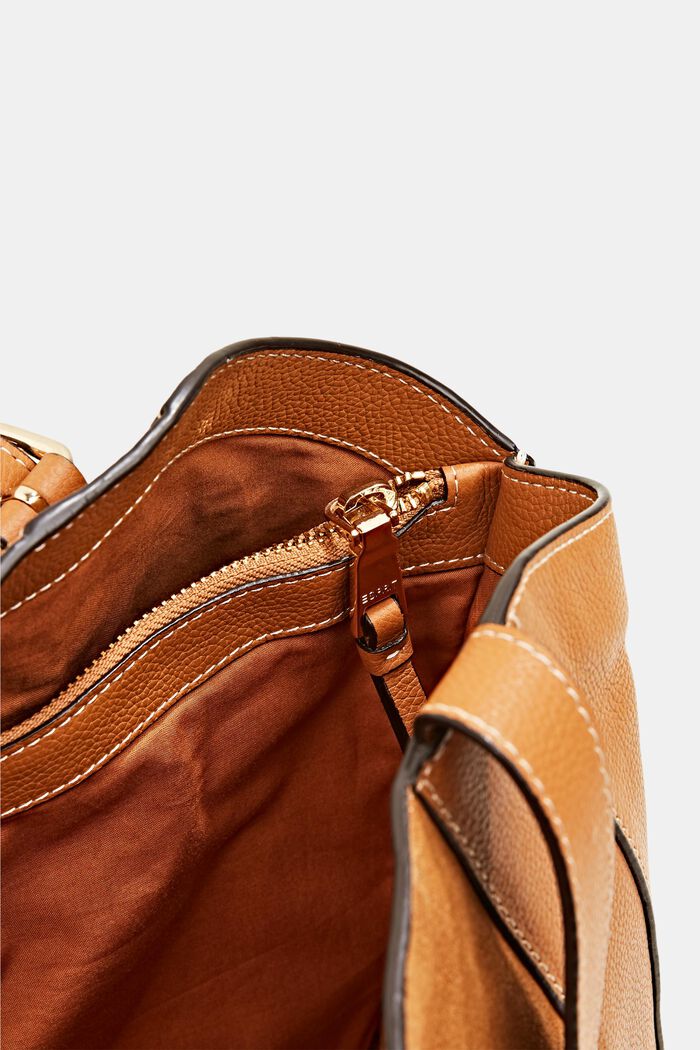 Handtasche aus Velours- und Glattleder, RUST BROWN, detail image number 4