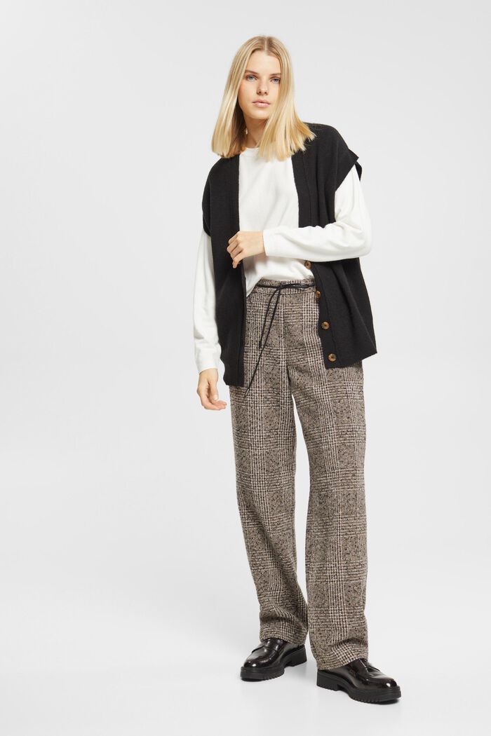 Pantalon taille haute en laine mélangée, BLACK, detail image number 5