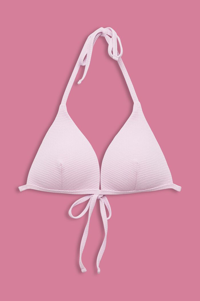 Haut de bikini triangle texturé, LILAC, detail image number 4