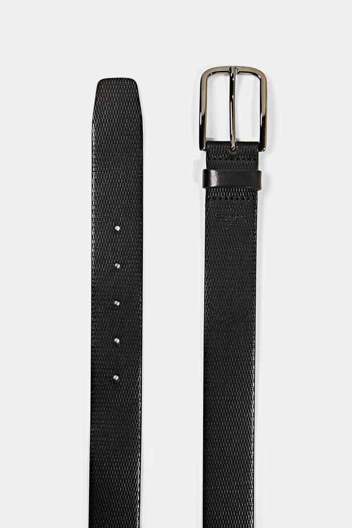 En cuir : la ceinture business à estampe, BLACK, detail image number 1