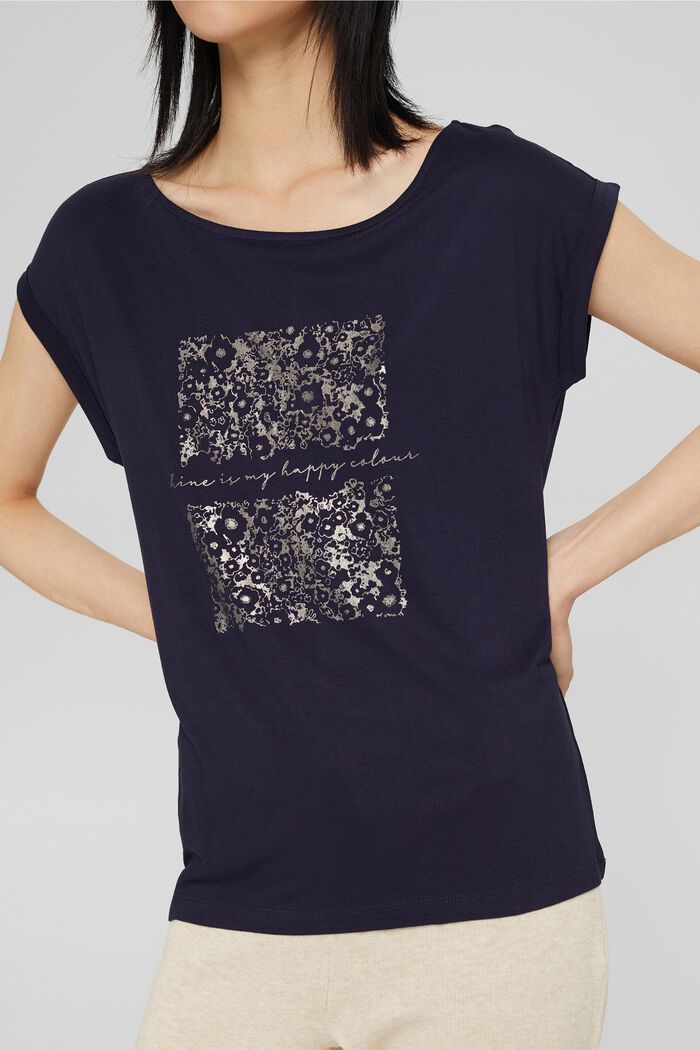 Shirt mit Metallic-Print, LENZING™ ECOVERO™, NAVY, detail image number 0