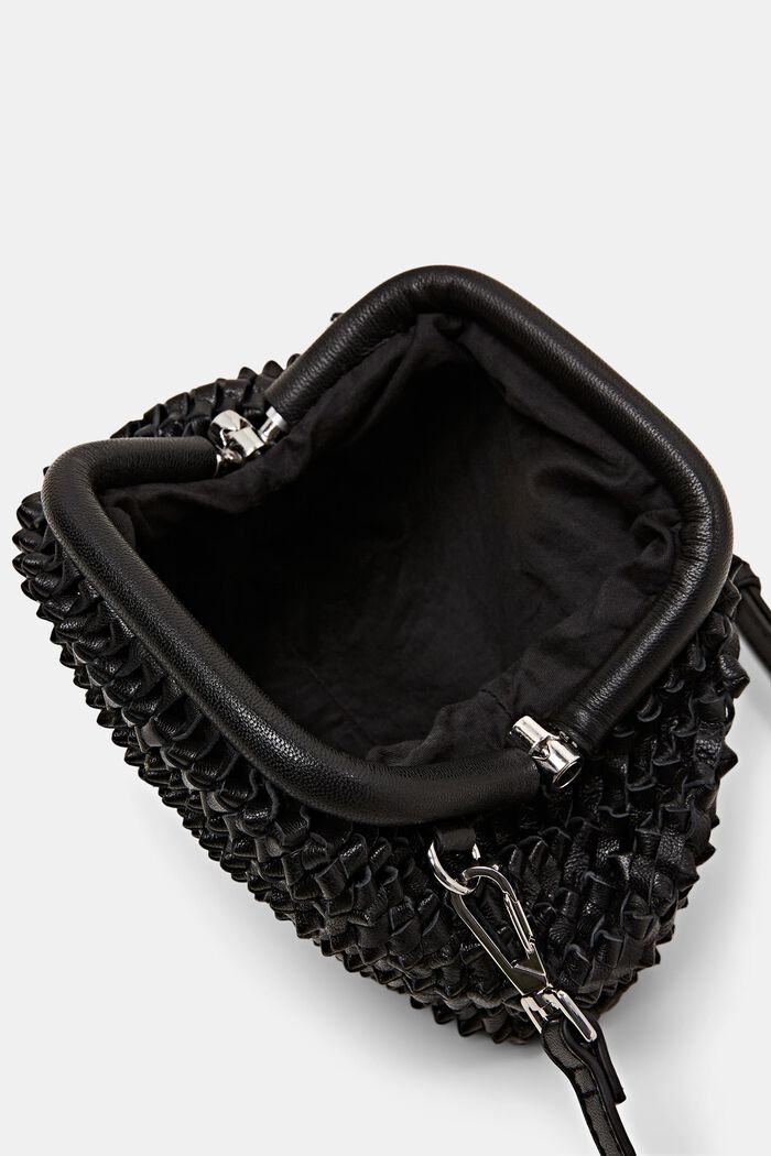 Schultertasche aus Leder im Knotendesign, BLACK, detail image number 2