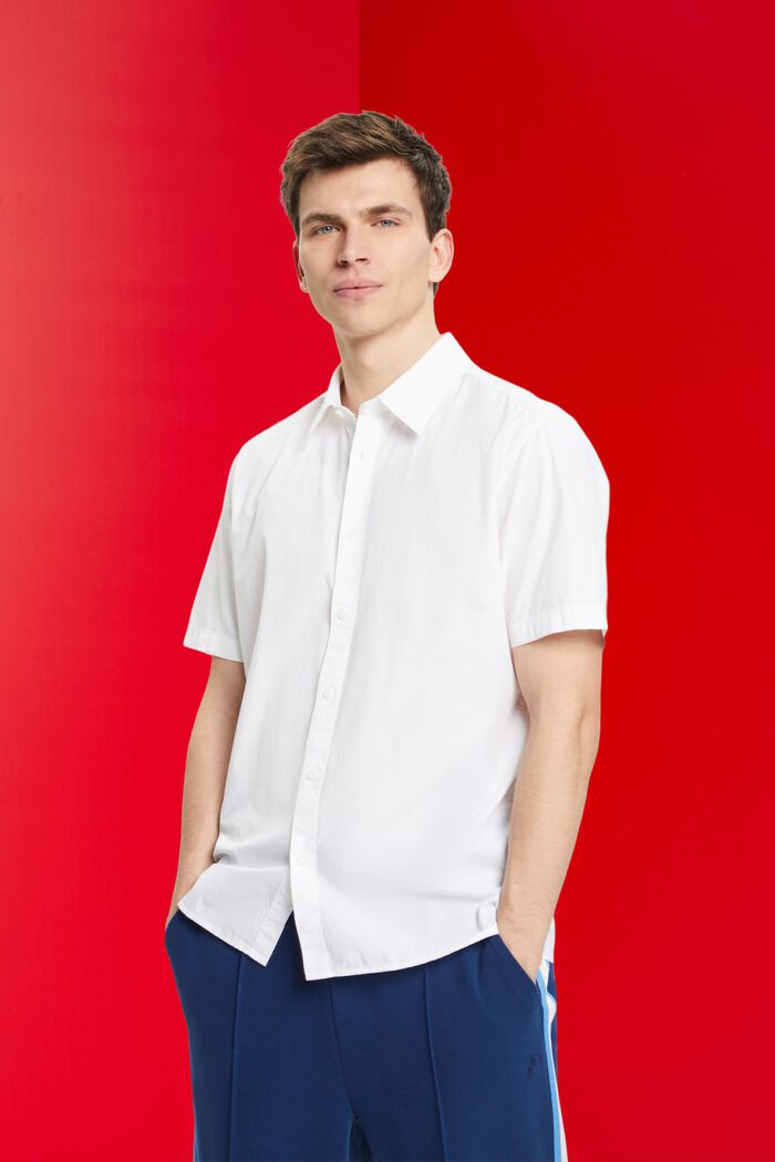 Kurzärmeliges Hemd aus nachhaltiger Baumwolle, WHITE, detail image number 0